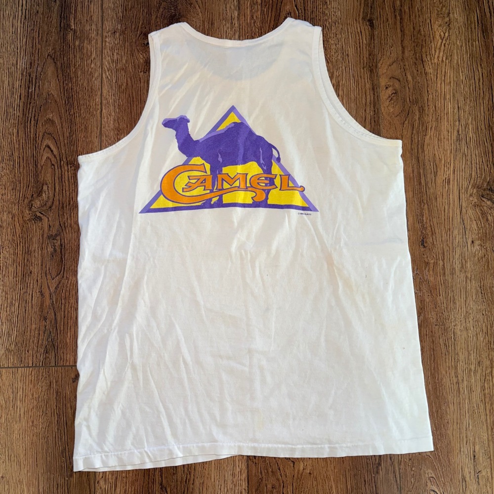 Vtg 90s Joe Camel Tank Top XL Graphic Print 1995 Single Stitch USA Promo Shirt